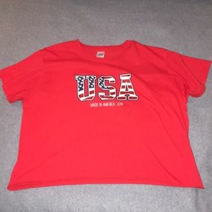Red USA crop top